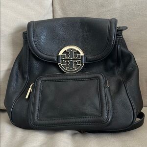 Tory Burch Amanda Black Leather Backpack purse